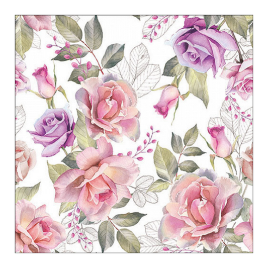 Tovagliolo fantasia 33 x 33 cm Rose Josephine 3 veli