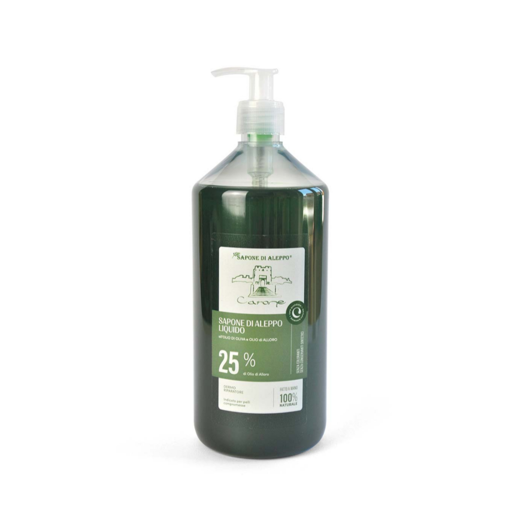 Sapone di Aleppo liquido olio d’oliva e olio di alloro 25% 1000 ml